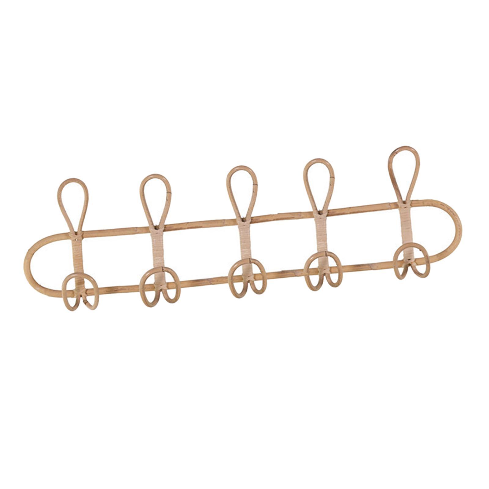 Rack Rattan Ornament Hanging Storage Organizer Hooks Holder Clothes Hooks Door Hanger for Living Room Porch Door Farmhouse Bedroom