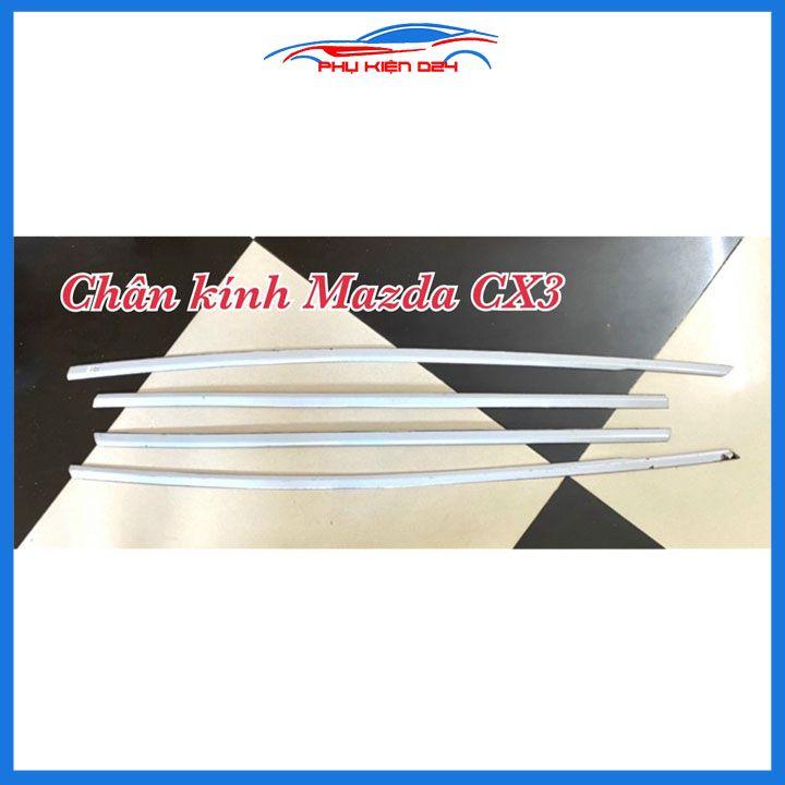 Bộ nẹp viền chân kính cong kính Mazda CX-3 CX3 2021-2022-2023 Inox sáng bóng chuẩn form xe