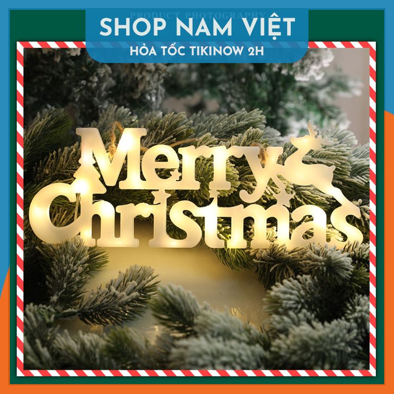 Đèn LED Chữ Merry Christmas Treo Cây Thông, Trang Trí Giáng Sinh, Noel - Chính Hãng NAVIVU