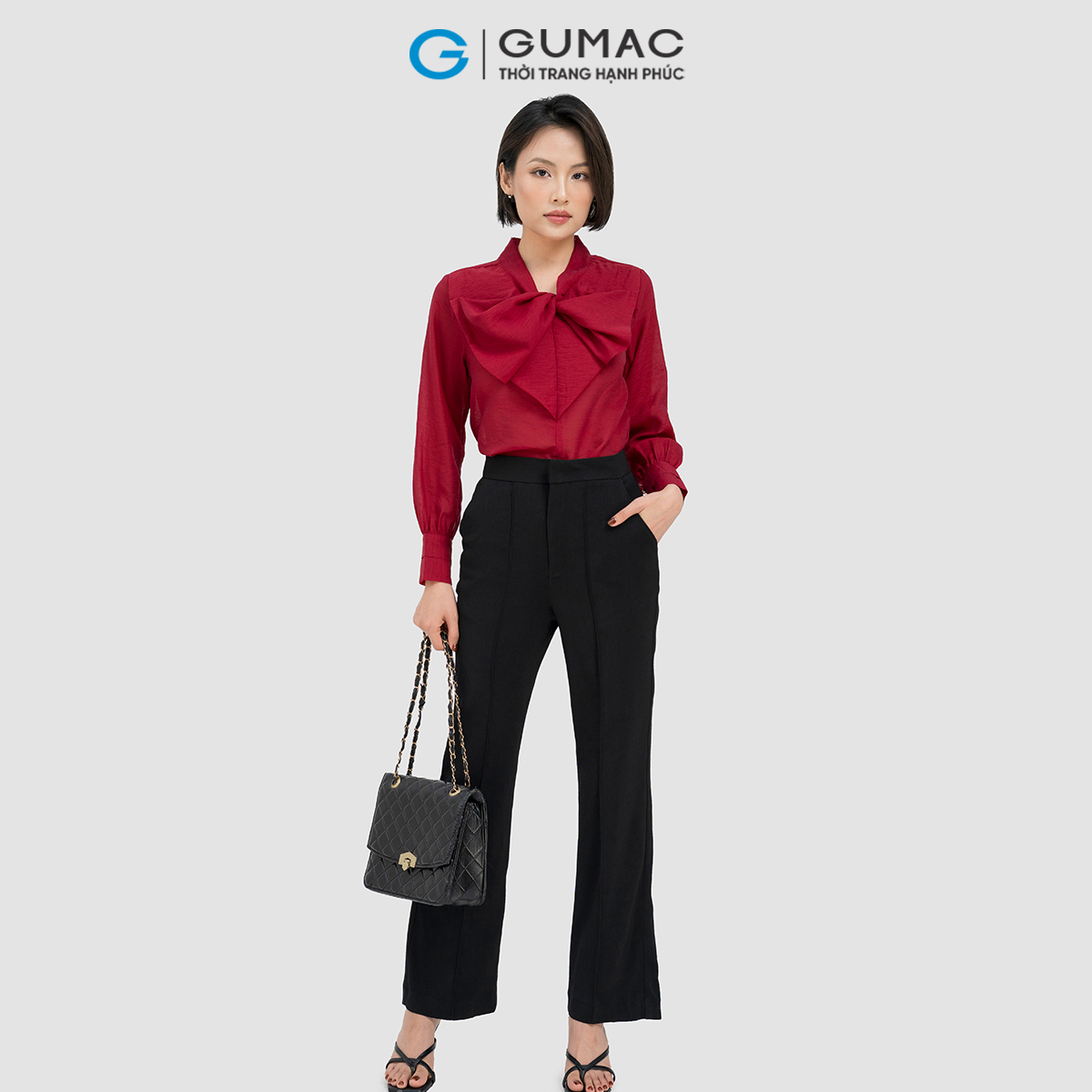 Quần tây nữ ống loe chiết ly tôn dáng thanh lịch GUMAC QD04030