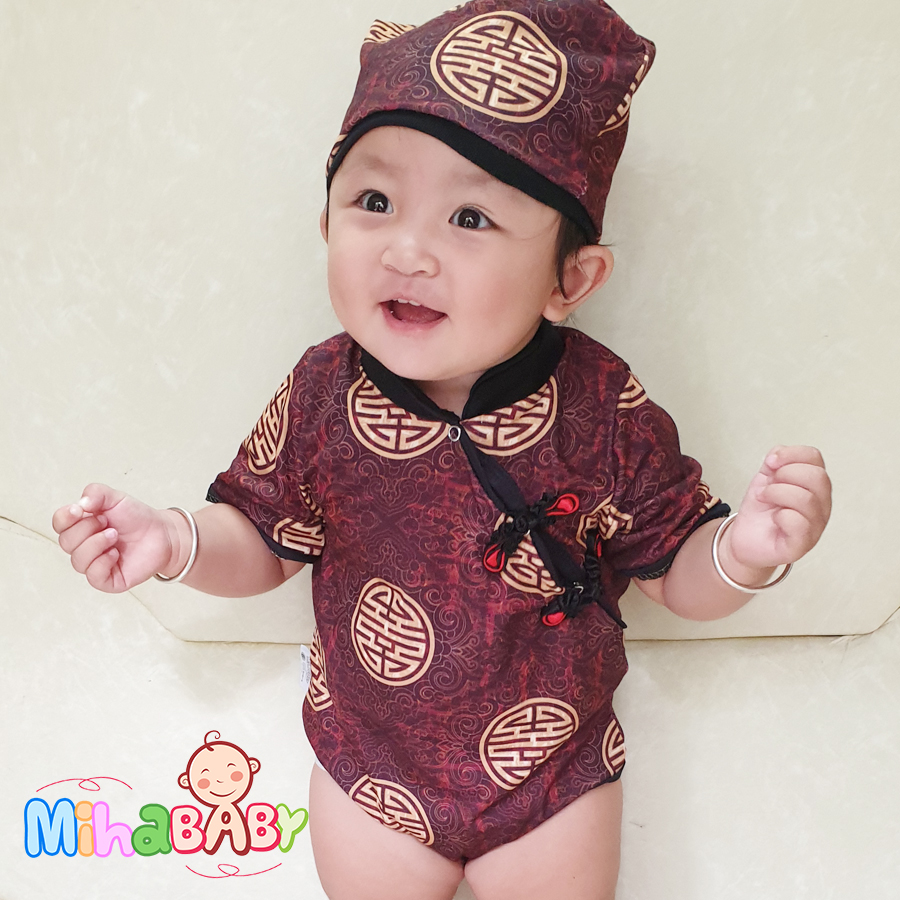 Bộ Bodysuit Tết cho bé hình Chữ Hỷ Kèm Nón Và Vớ - Mihababy - TET_HY