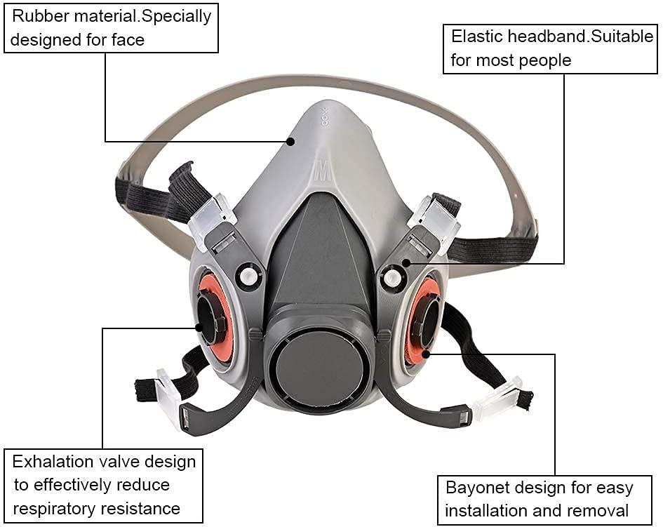 Mặt nạ bảo vệ hơi thở có thể tái sử dụng Bảo vệ khí Kính chống bụi với bộ lọc để sơn, bụi, hạt, đánh bóng, chà nhám, hàn, bảo vệ làm việc DIY