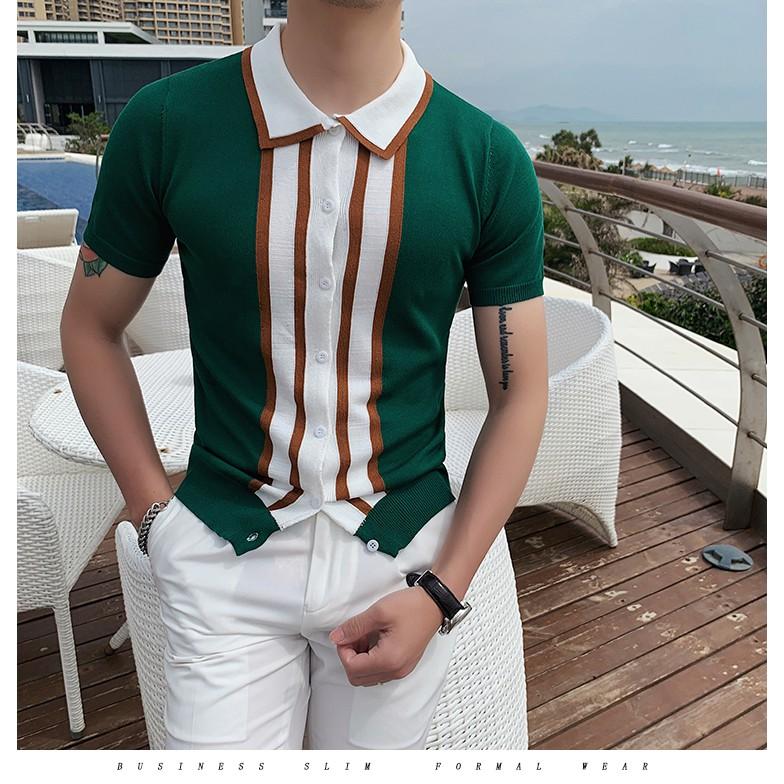 Áo thun polo nam công sở phong cách Hàn Quốc - Poloman dệt kim tỉ mỉ cao cấp - Áo phông nam cổ bẻ
