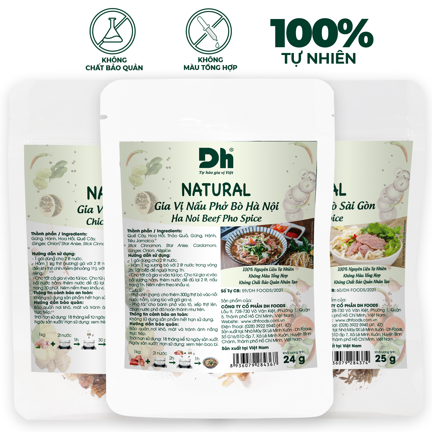 Combo 3 loại Natural Gia vị nấu phở Dh Foods