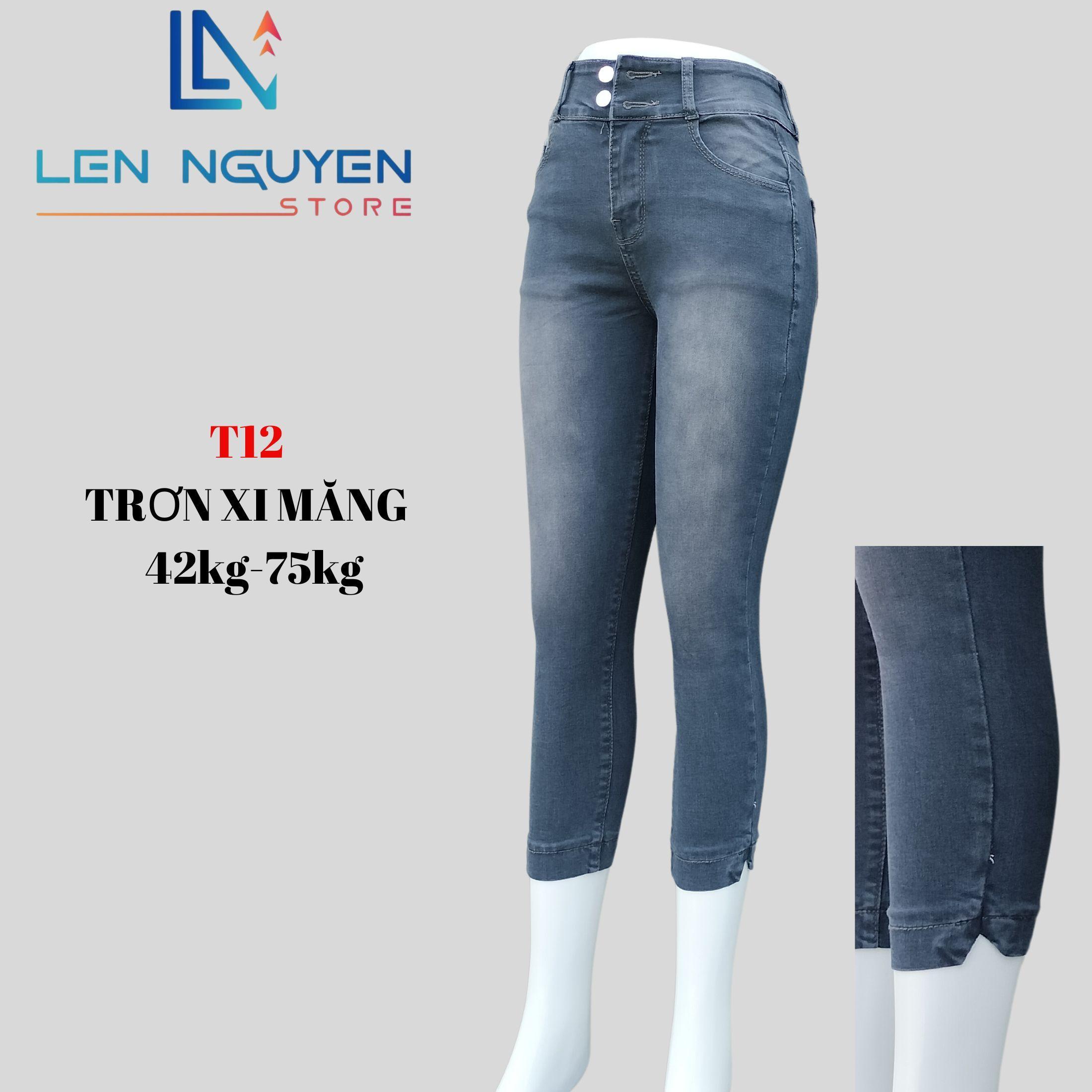 T12_Quần jean nữ, 9 tất, lưng cao, quần bò nữ dáng ôm, quần rin nữ có big size, cho 42kg đến 75kg,LEN NG