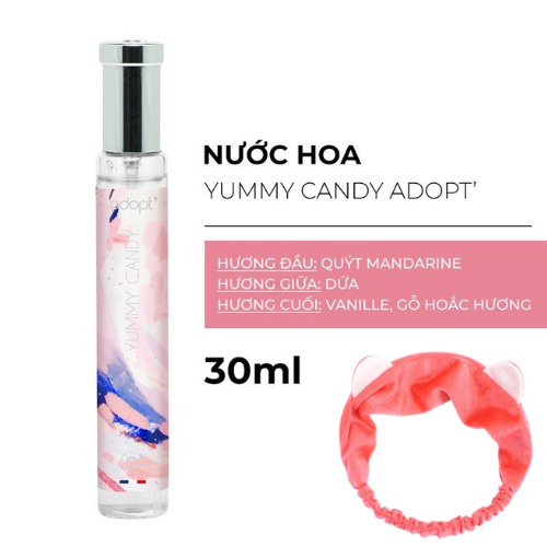 Nước Hoa Nữ Adopt' Yummy Candy 30ML Mùi Hương Ngọt Ngào Tươi Mới, Tặng Kèm Băng Đô Thời Trang