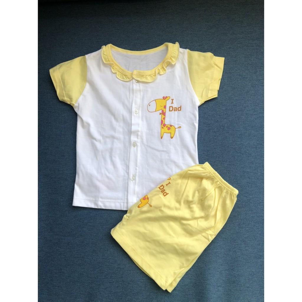 Đồ bộ ngắn tay cotton 100% bé gái từ 4 - 15 kg mặc nhà