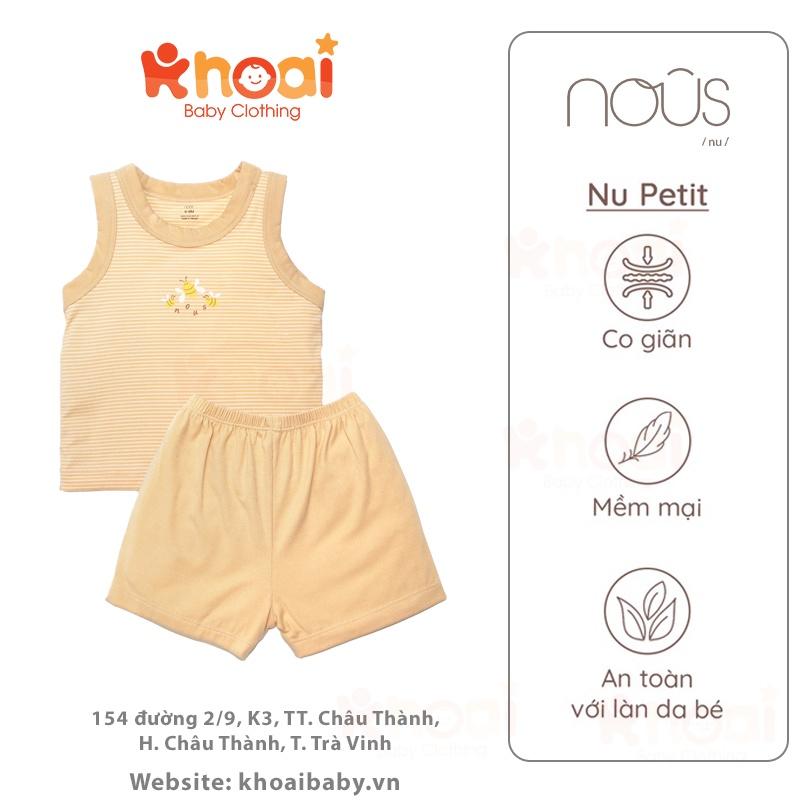 Bộ ba lỗ Nous kẻ vàng hình ong nhỏ - Chất liệu Nu Petit 95% cotton thiên nhiên