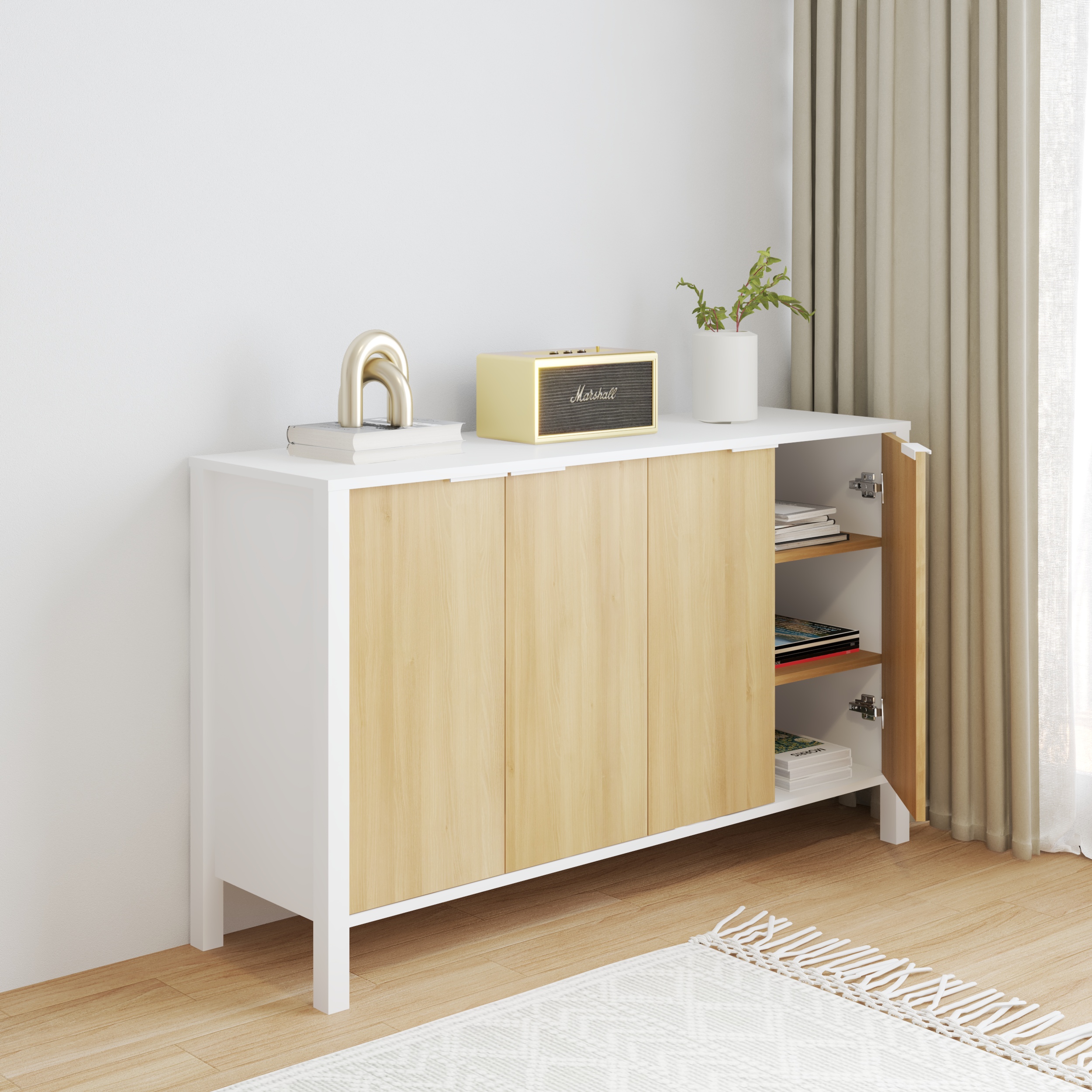 HAPPY FURNITURE , Kệ lưu trữ 3 tầng - MOKA, TLT_045 , 140cm x 40cm x 82cm DxRxC
