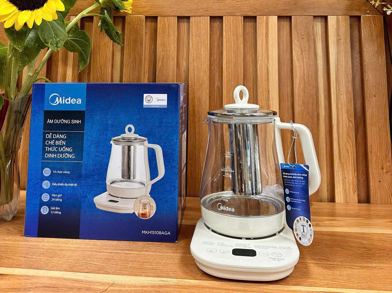 Ấm Pha Trà 14 Chức Năng Midea MKH15108A hàng chính hãng