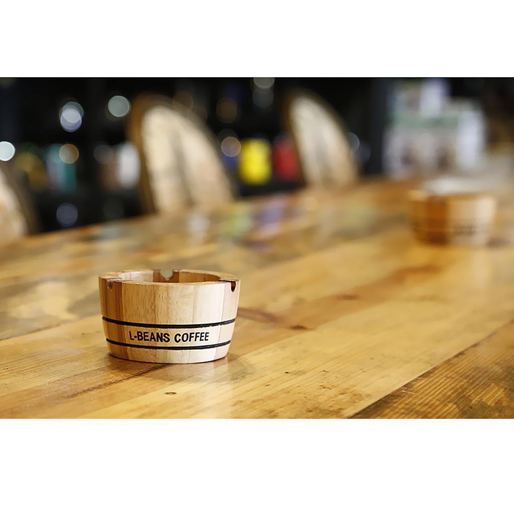 Wood Round Design Cigarette Cigar Tabletop Ashtray For Home/Office/Travel