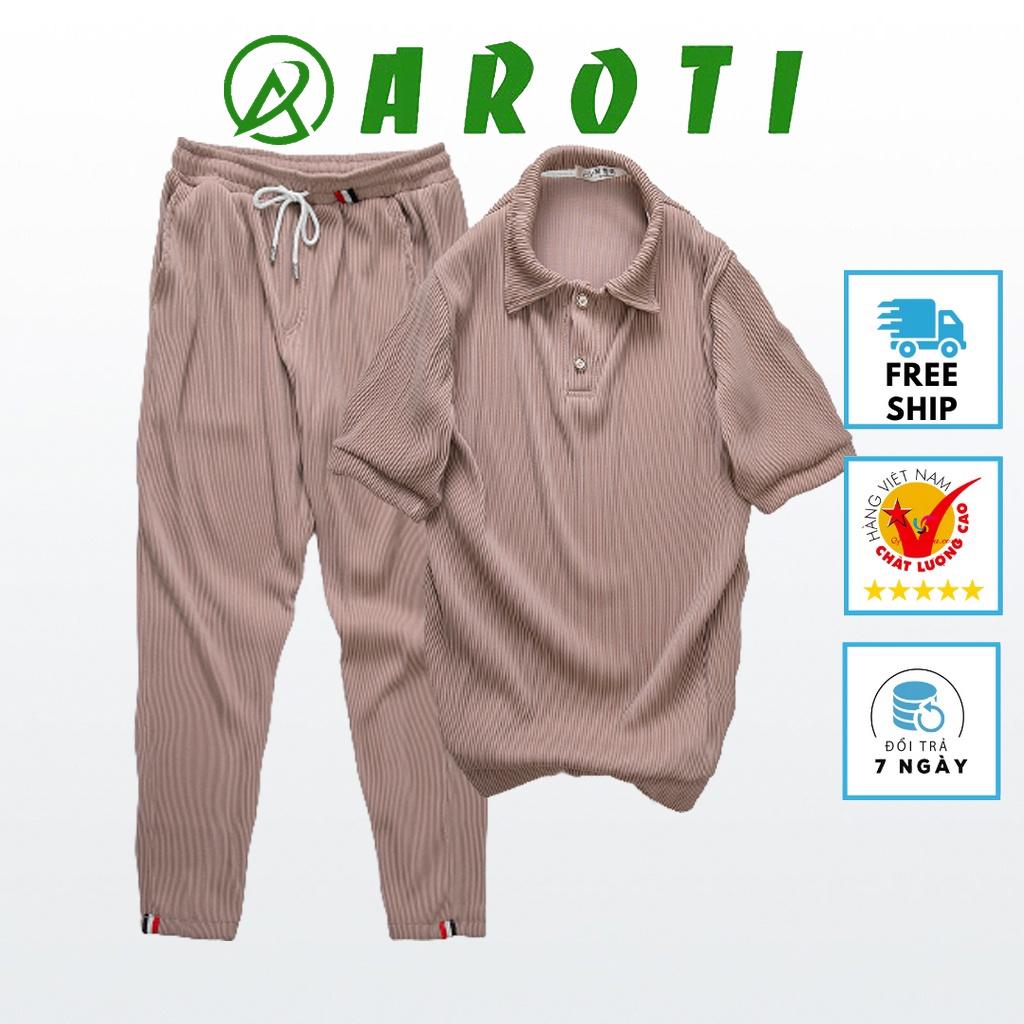 Bộ Quần Áo Hè Nam Nữ Unisex AROTI Ngắn Tay Chất Vải Cotton Hàn Đẹp Cao Cấp, Co Giãn, Siêu Mát Và Thoải Mái  B600-N