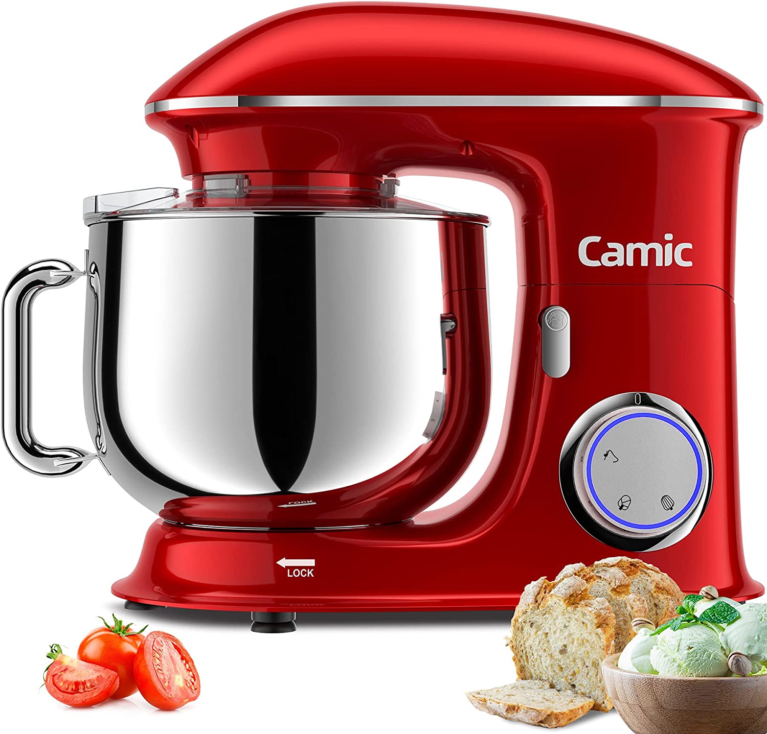 Máy nhào bột CAMIC thố 8L 1500W model SM-1552- trộn được 1,2 kg bột khô - Bánh răng kim loại cao cấp - hàng chính hãng Đức