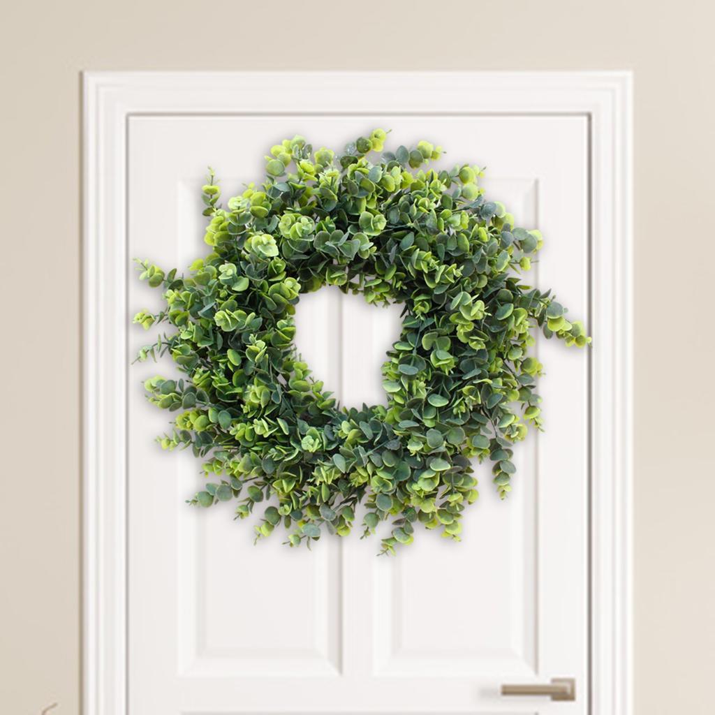 Artificial Wreath Fake Eucalyptus Leaf Front Door Hanging Green