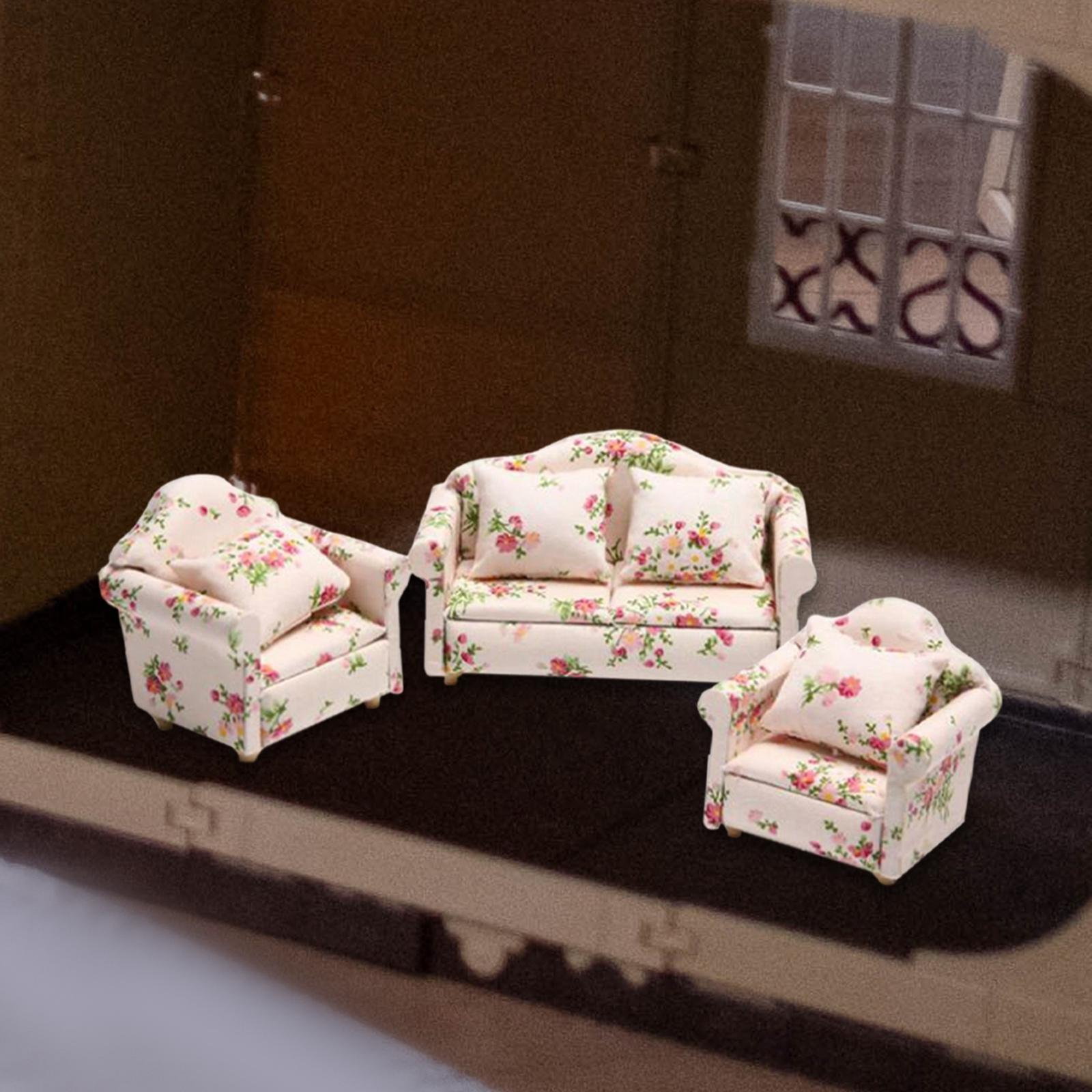Doll House Furniture Sofa Toys Dollhouse Decor Wooden 1/12 for Dollhouse