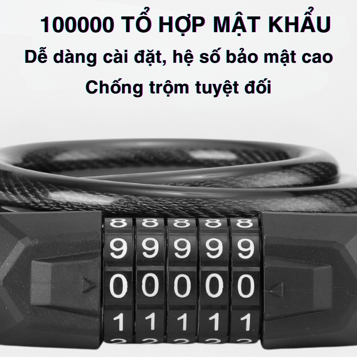 Khóa Xe Đạp OFFICE CHILL Khoá Dây Lõi Thép Mật Mã 5 Số Cao Cấp Chống Trộm Treo Yên Xe Đạp Thể Thao Bảo Hành 90 Ngày