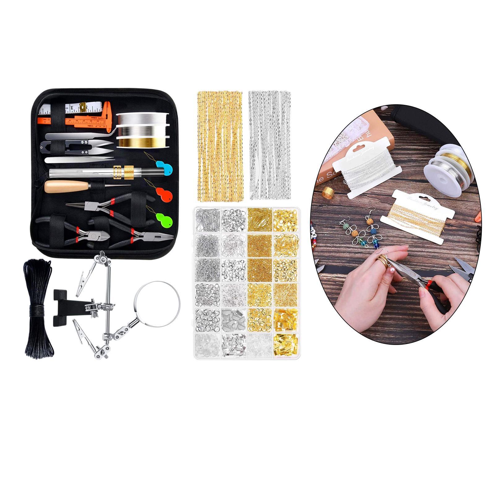 Jewelry Making Pilers Tweezers Tools Kit with Zipper Storage Case for Jewelry Crafting and Necklaces Bracelets Accessories Repair