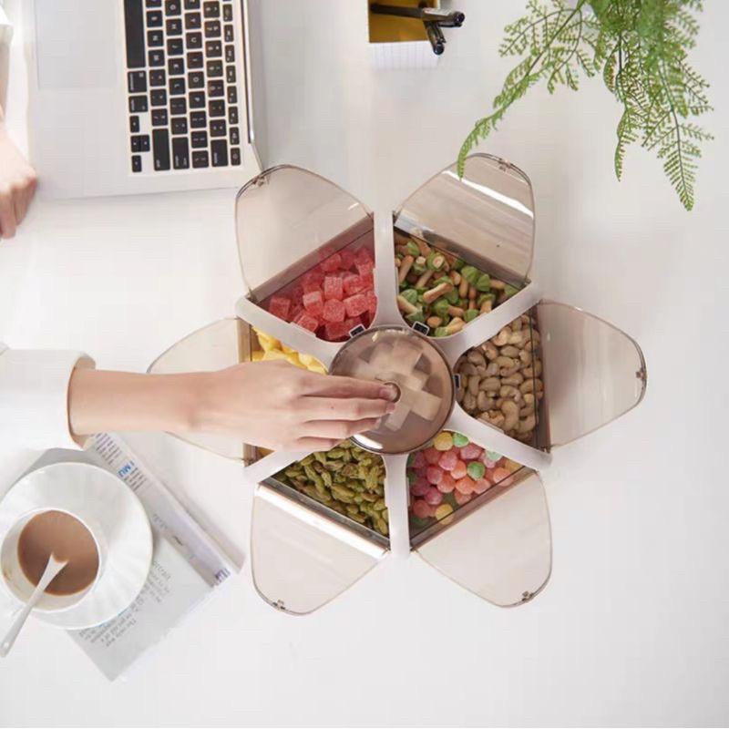 Khay mứt, Khay Đựng Bánh Kẹo 6 Cánh Hoa Tự Bung, Sang Chảnh, Lịch Sự, Mẫu Mới Nhất Tết 2021