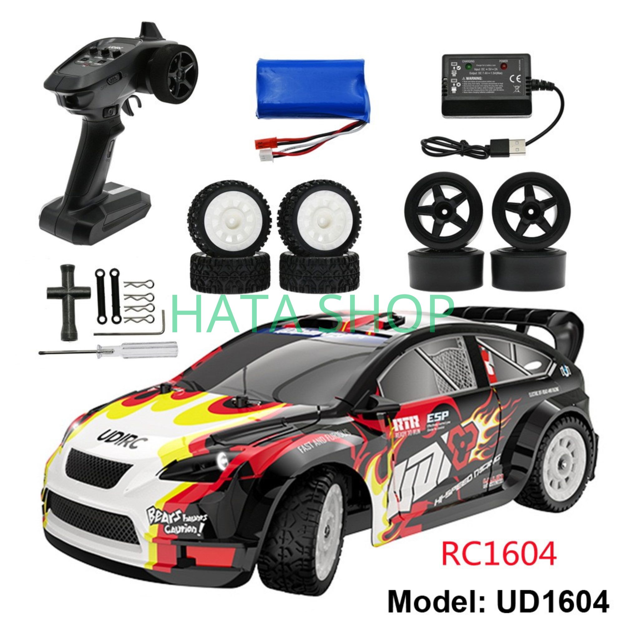 Xe Đua Drift UD1604 Tốc Độ Cao 40km/h Điều Khiển Từ Xa UDIPOWER Tỉ Lệ 1:16 4WD 2.4G, mô hình xe điều khiển từ ca tốc độ cao động cơ chổi than