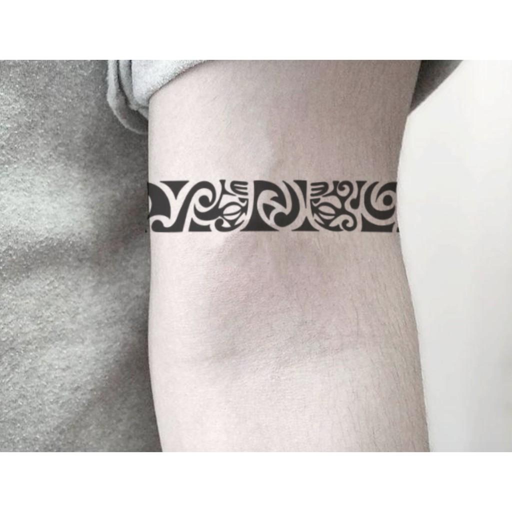 Hình xăm dán cao cấp tattoo vòng tay hoa văn 6x23cm- mua 5 tặng 1 tấm đồng size