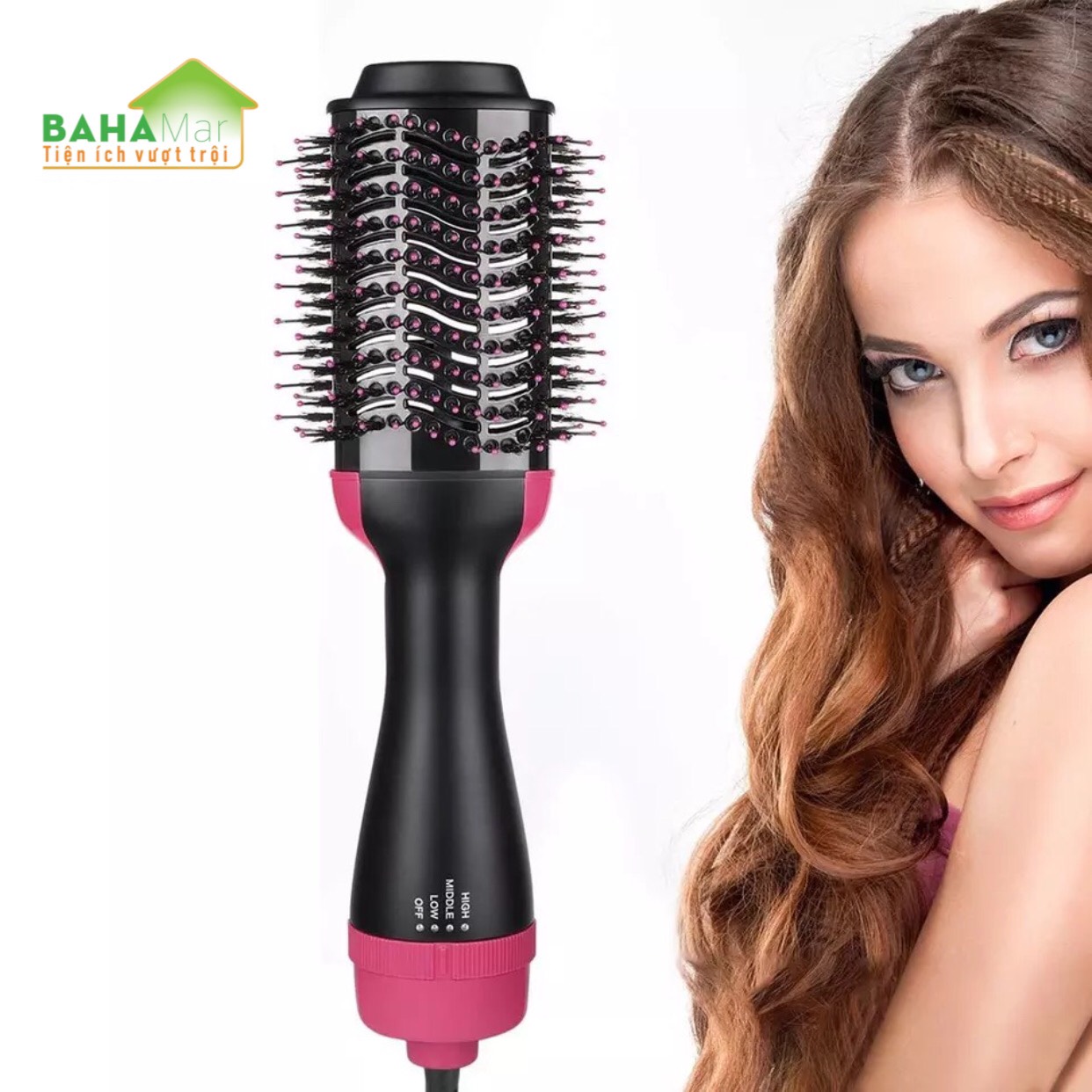 LƯỢC ION SẤY TÓC TẠO KIỂU 4 TRONG 1 BAHAMAR vừa chải tóc vừa sấy tóc và tạo kiểu cho tóc công nghệ ion âm giúp tóc mượt và bóng