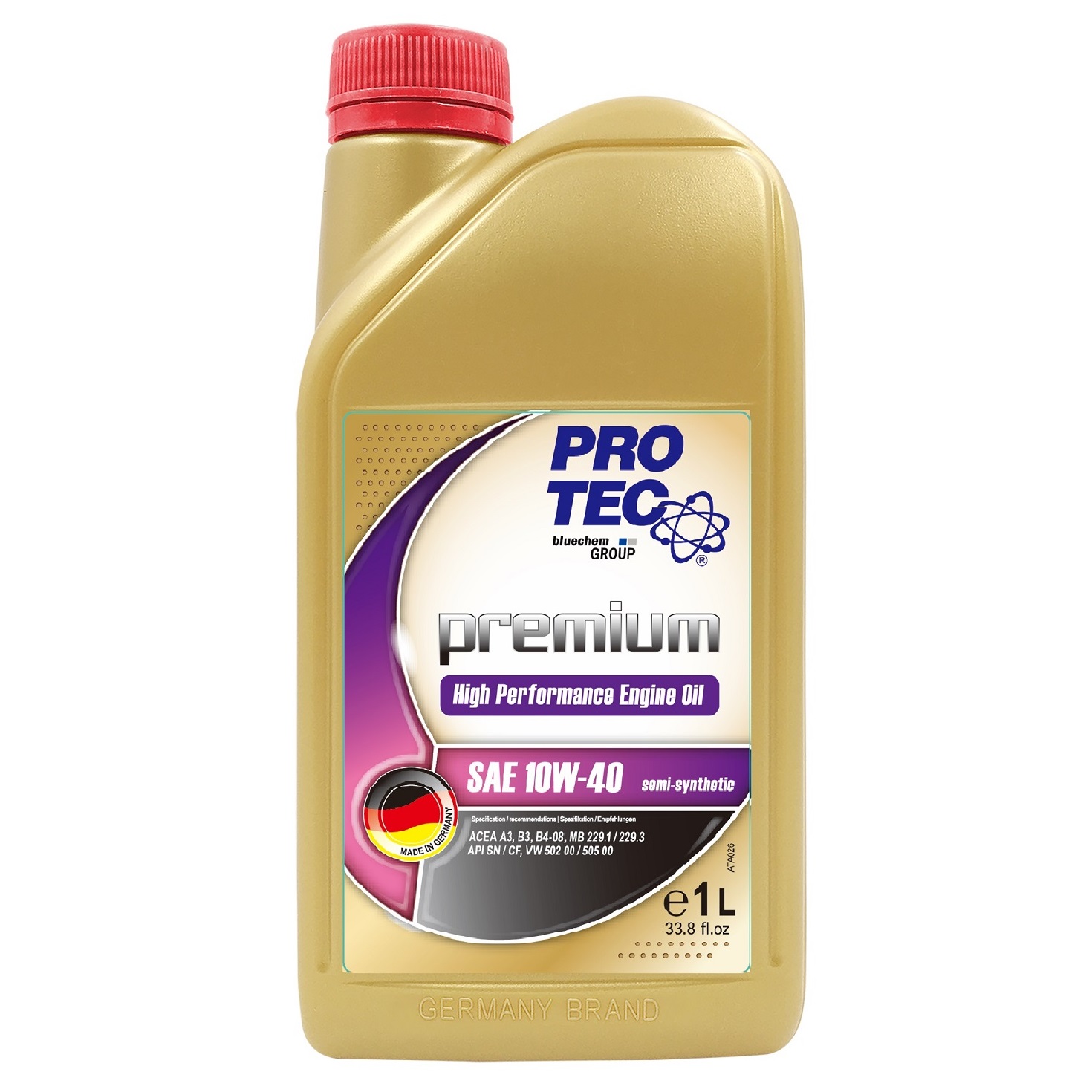 Dầu nhớt bán tổng hợp động cơ cho xe tay ga Pro-tec Premium Bluechem 10W40 PT-10W40-1L 1lít - Phù hợp cho xe chạy xa, chạy phượt, tăng khả năng đầm xe, mát máy