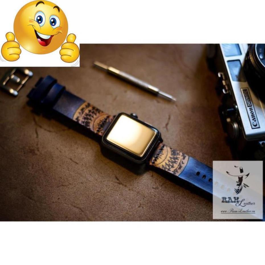 DÂY ĐỒNG HỒ TRỐNG ĐỒNG DA BÒ THẬT VEGTAN XANH NAVY - RAM SIMPLE TRỐNG ĐỒNG- ĐỦ SIZE .