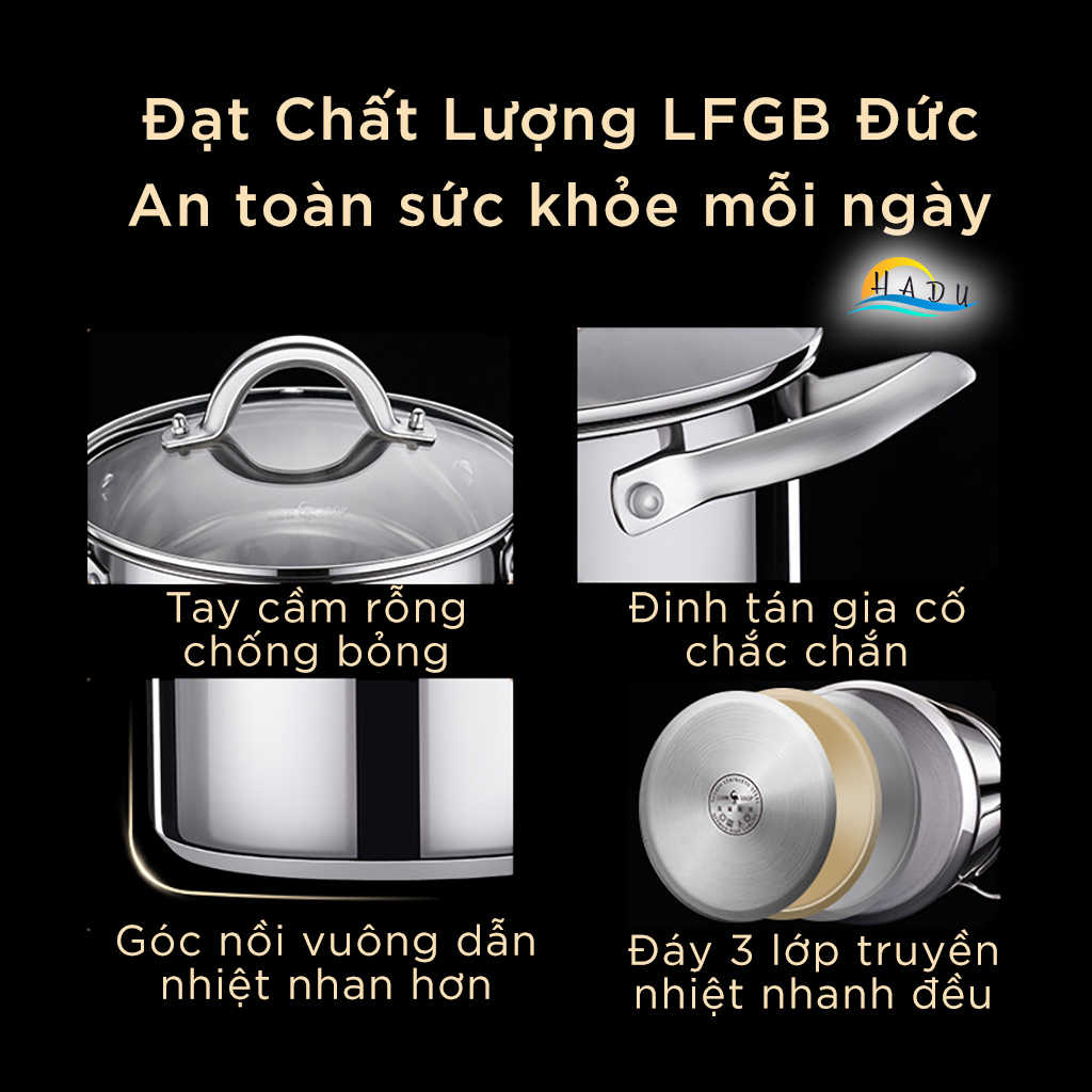 Nồi Luộc Gà Bếp Từ 22cm Inox 304 Cao Cấp Nắp Thủy Tinh Đạt Chất Lượng Đức SSGP