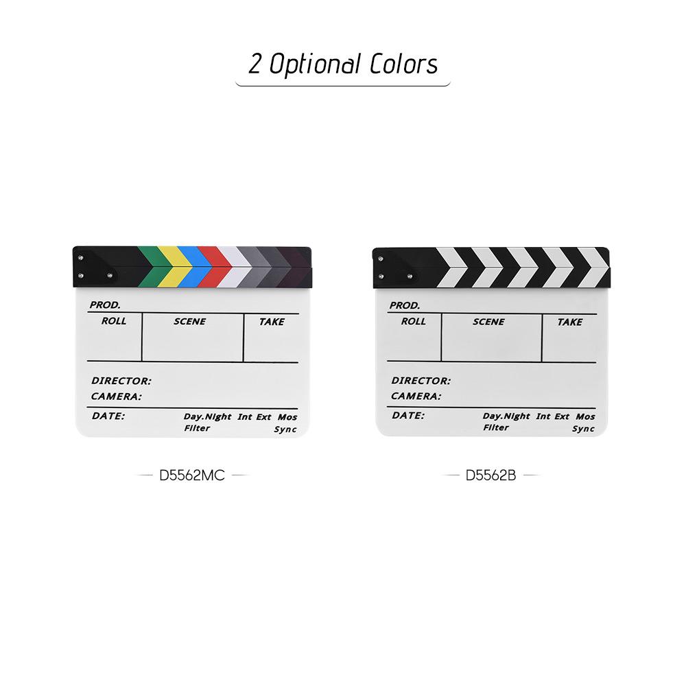 Xóa khô Acrylic Director Film Clapboard Movie TV Cut Action Scene Clapper Board Slate with Marker Pen, Color Stick