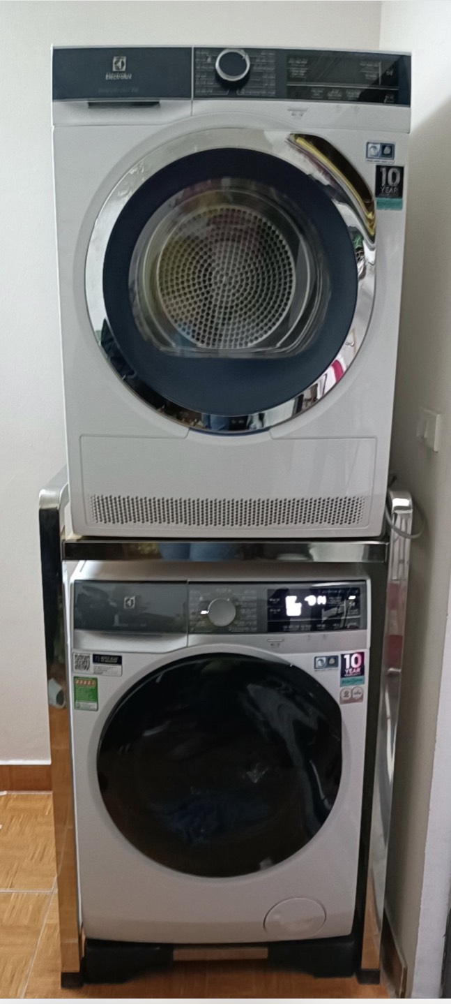 Kệ để máy sấy - máy giặt INOX hộp 40.40 chịu tải 300KG / chống rung tốt, đa năng tiện dụng, bề mặt gỗ tự nhiên chống nước