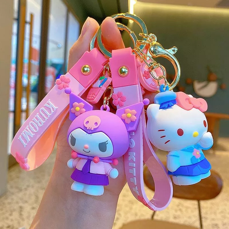 Móc khóa búp bê hoạt hình Helo Kitty, Kuromi, Mymelody, Cinnamoroll dùng treo cặp sách, túi xách, balo, xe máy, xe đạp