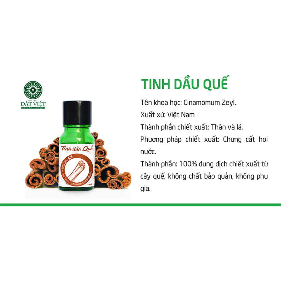 Combo Tinh Dầu Đất Việt: Tinh Dầu Cam 10ml + Tinh Dầu Quế 10ml