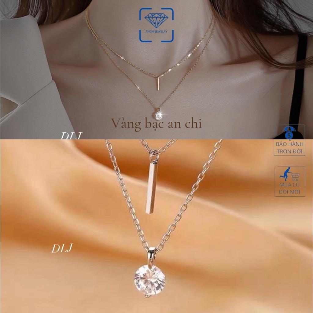 Vòng cổ 2 tầng( 2 lớp, 2 dây, 2 mặt), vòng cổ kép bạc mạ vàng, trang sức bạc Anchi jewelry