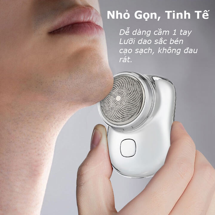 Máy cạo râu điện mini cầm tay 6 lưỡi dao kép chống nước IPX7, dao cạo râu điện cho nam nhỏ gọn sạc điện Type-C - SHAVER