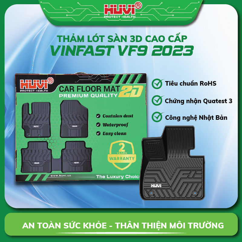 Thảm lót sàn ô tô Vinfast VF9 Huvi nhựa TPE nguyên sinh cao cấp