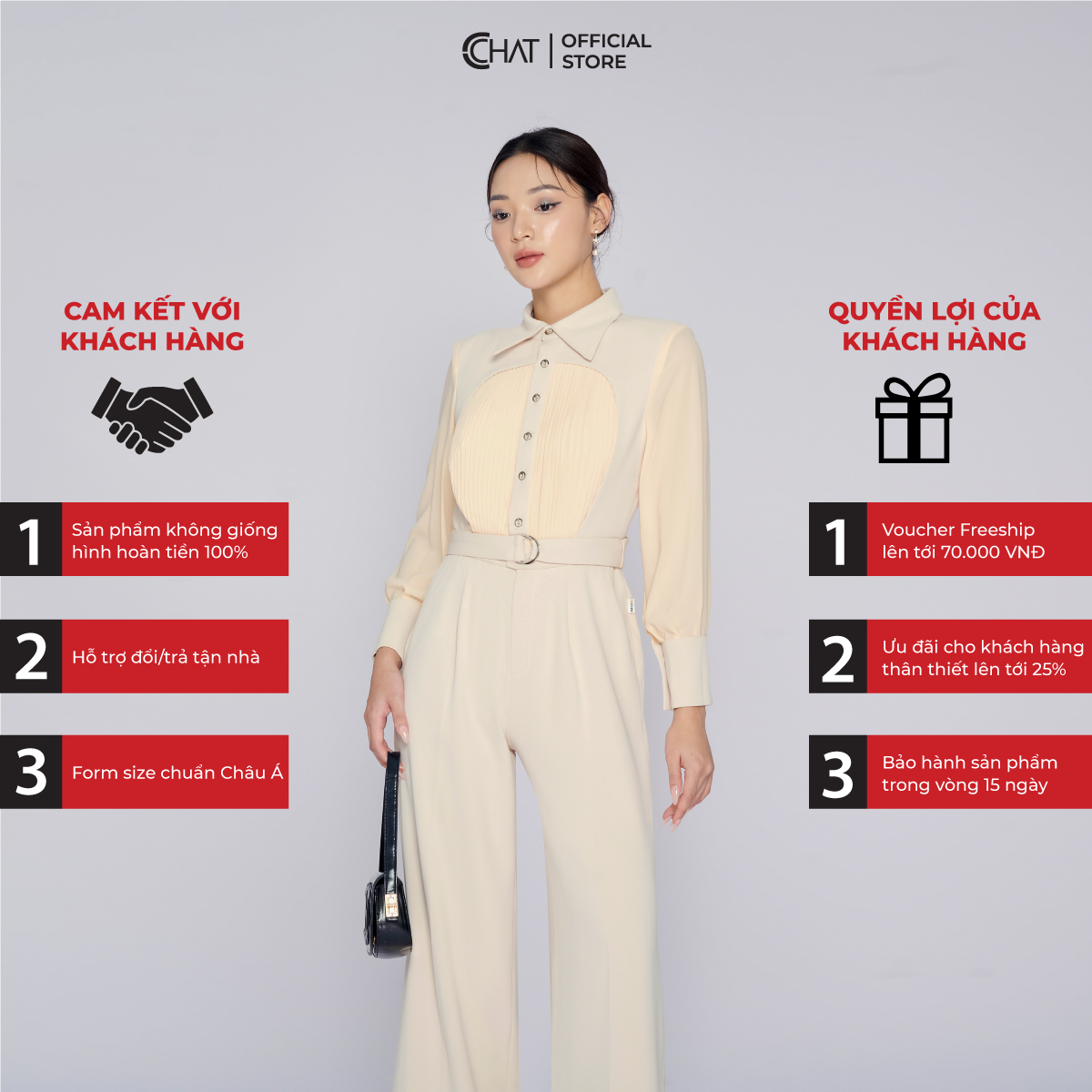 Jumpsuit Nữ  Dáng Suông Phối Tay Xếp Ly Thân Chất Tuytsi Cao Cấp 53JDS8003ST