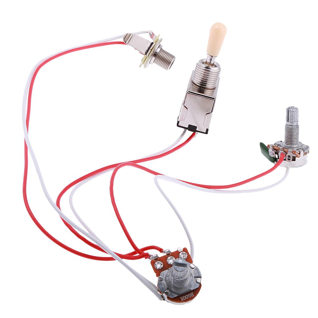 Electric Guitar Bass Wiring Harness 3-Way Switch 1V1T with Active EQ Pickup, Volume Tone Control