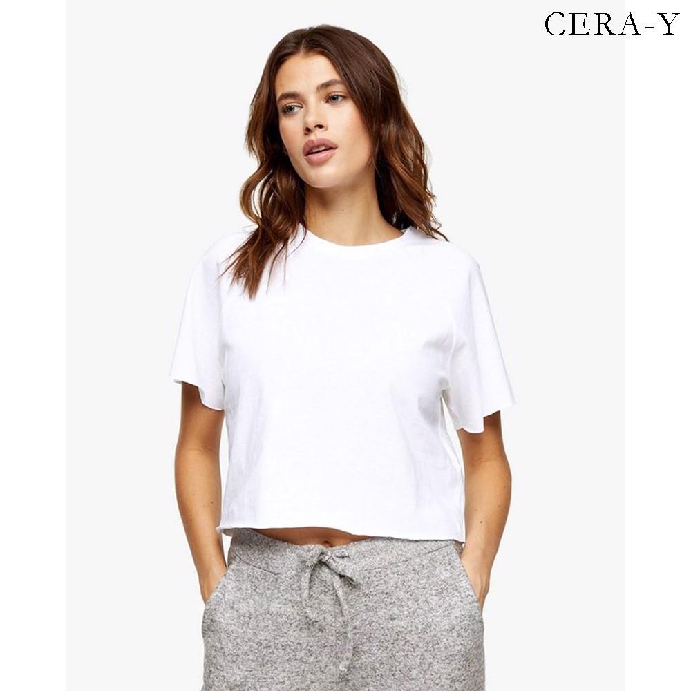 Áo thun thể thao form rộng croptop CERA-Y màu trắng CRA001