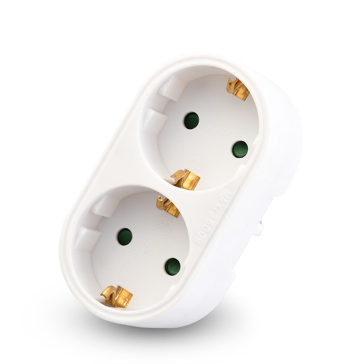 2 Phích Cắm Chuyển Đổi Từ 1 Sang 2 16a Eu Ac 250v 50hz 1 Sang 2 Eu / De