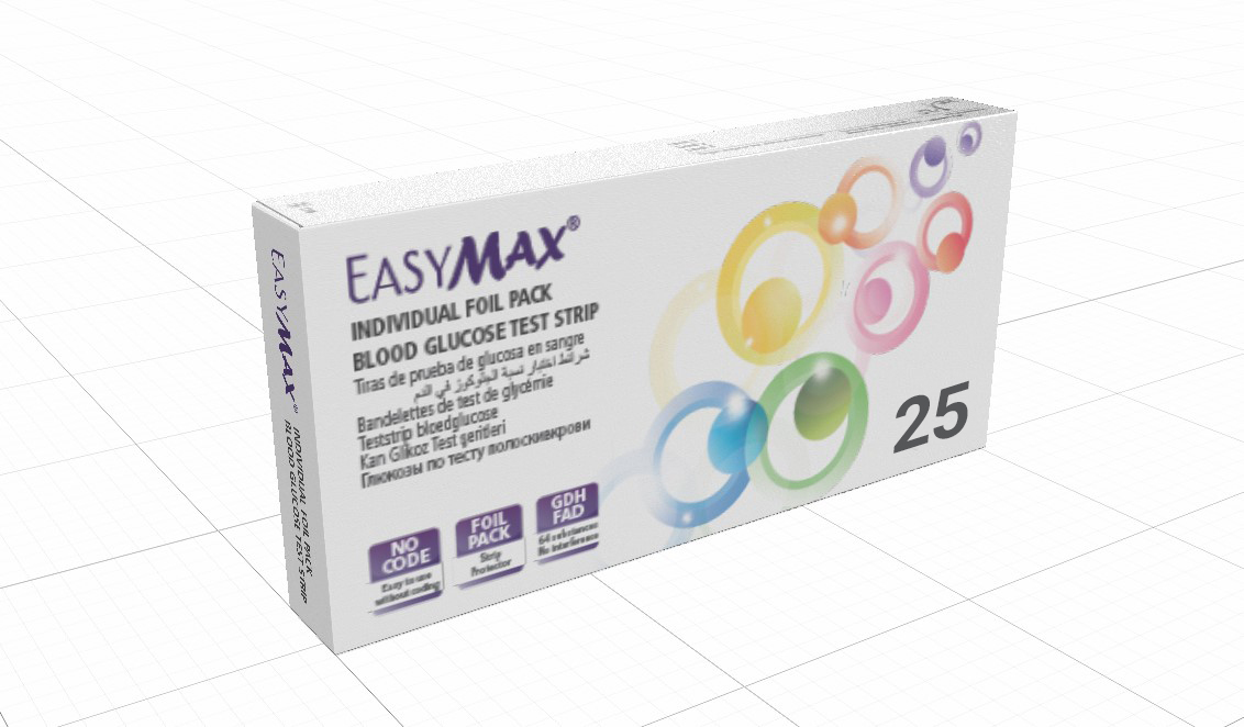 Que thử đường huyết EasyMax Hộp 25 que có bao que (dạng foil)