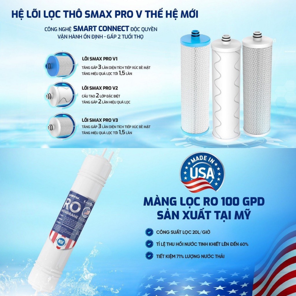 Máy Lọc Nước Để Gầm Karofi KAQ-U05 Pro, Lõi RO 100 GPD Của Mỹ, Công Suất Lọc 20L/h, Hàng Chính Hãng