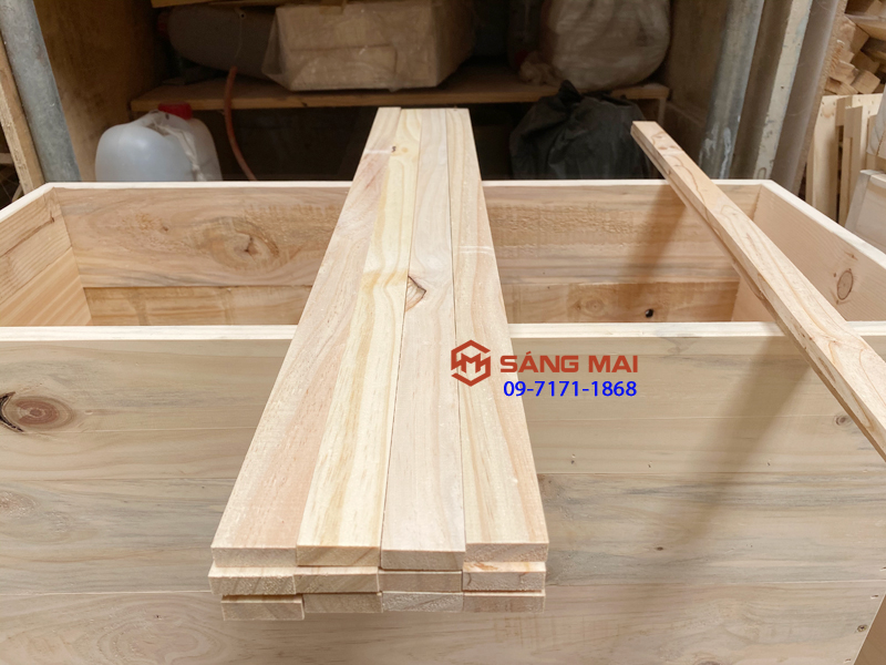 [MS76] Thanh gỗ thông 1cm x 3cm x dài 80cm + láng mịn 4 mặt