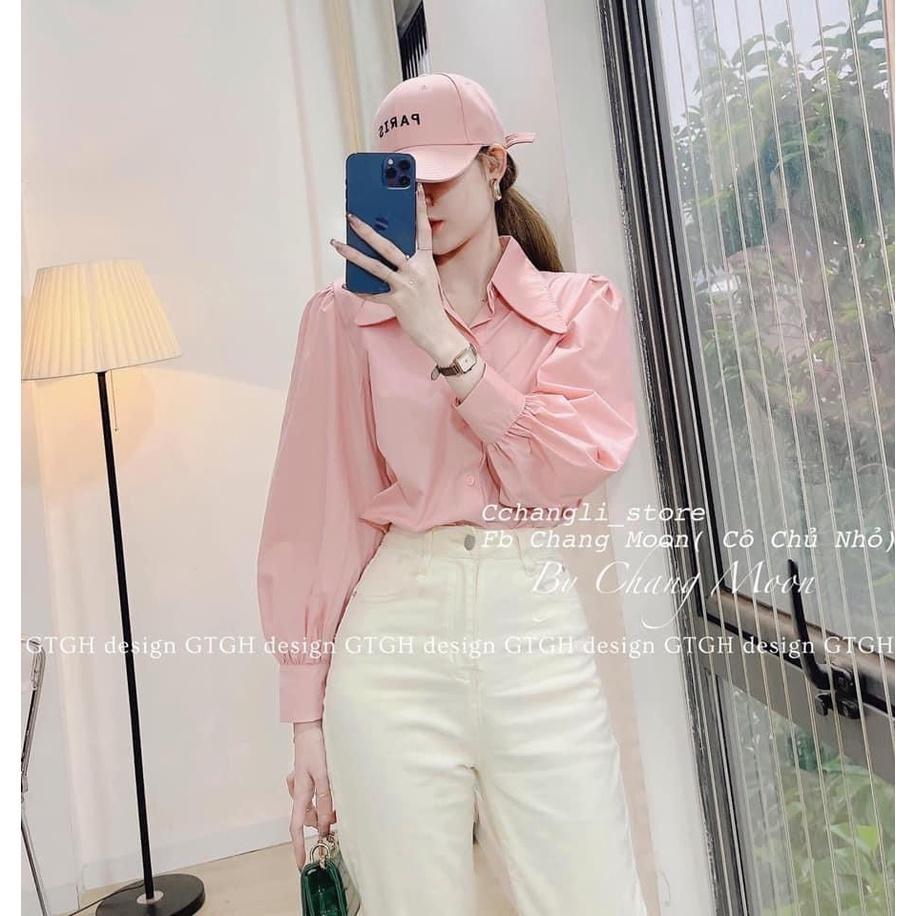 ÁO SƠ MI CỔ NHỌN MÀU HỒNG CHO NỮ