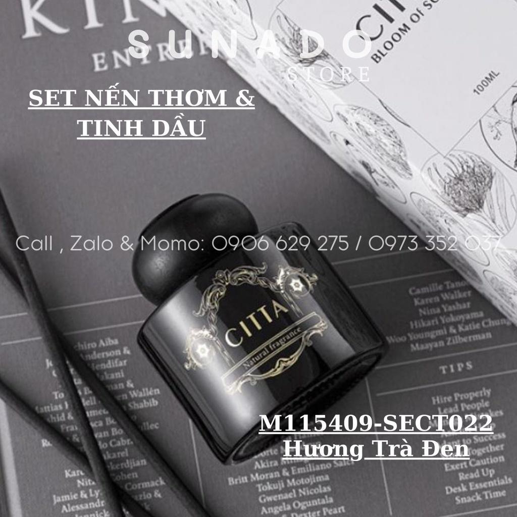 SET Nến Thơm và Tinh Dầu Hương Trà Trắng Trà Đen Hộp quà Sang trọng