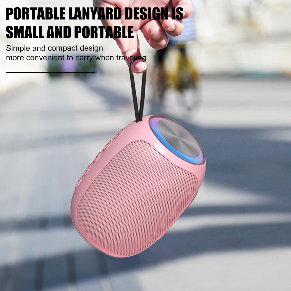 Loa di động Loa siêu trầm tương thích Bluetooth không dây Loa ngoài trời Âm thanh vòm hỗ trợ Đài FMTF Color: Pink