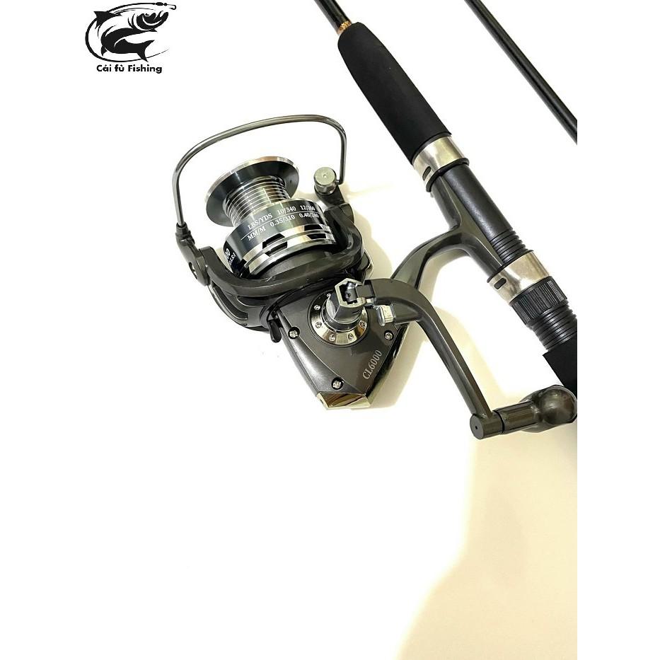 Bộ Cần 2 Khúc Đặc SHIMANO Scabard và Máy CL6000+Tặng Cước Daiwa, Cần 2 Khúc Bạo Lực_Cái fù Fishing