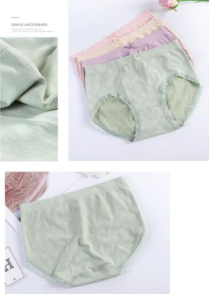 Combo 4 Quần lót nữ cotton sợi kháng khuẩn siêu co dãn phối viền ren QL8 Freesize giao màu ngẫu nhiên tặng 3 mặt nạ