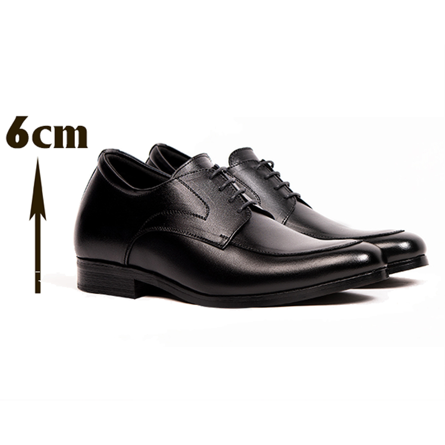 Giày Tăng Chiều Cao Nam T&TRA Tăng Cao 6Cm- S1014 Đen- Chất Liệu Da Bò Cao Cấp, Đế Cao Su Ghép- Đế Pháp, Phần Tăng Cao Ẩn Bên Trong