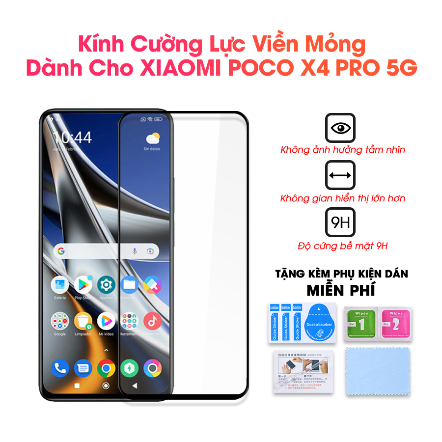 Cường lực Viền Mỏng Dành Cho Xiaomi Poco X4 Pro 5G KHÔNG LẤN MÀN- Handtown- Hàng chính hãng