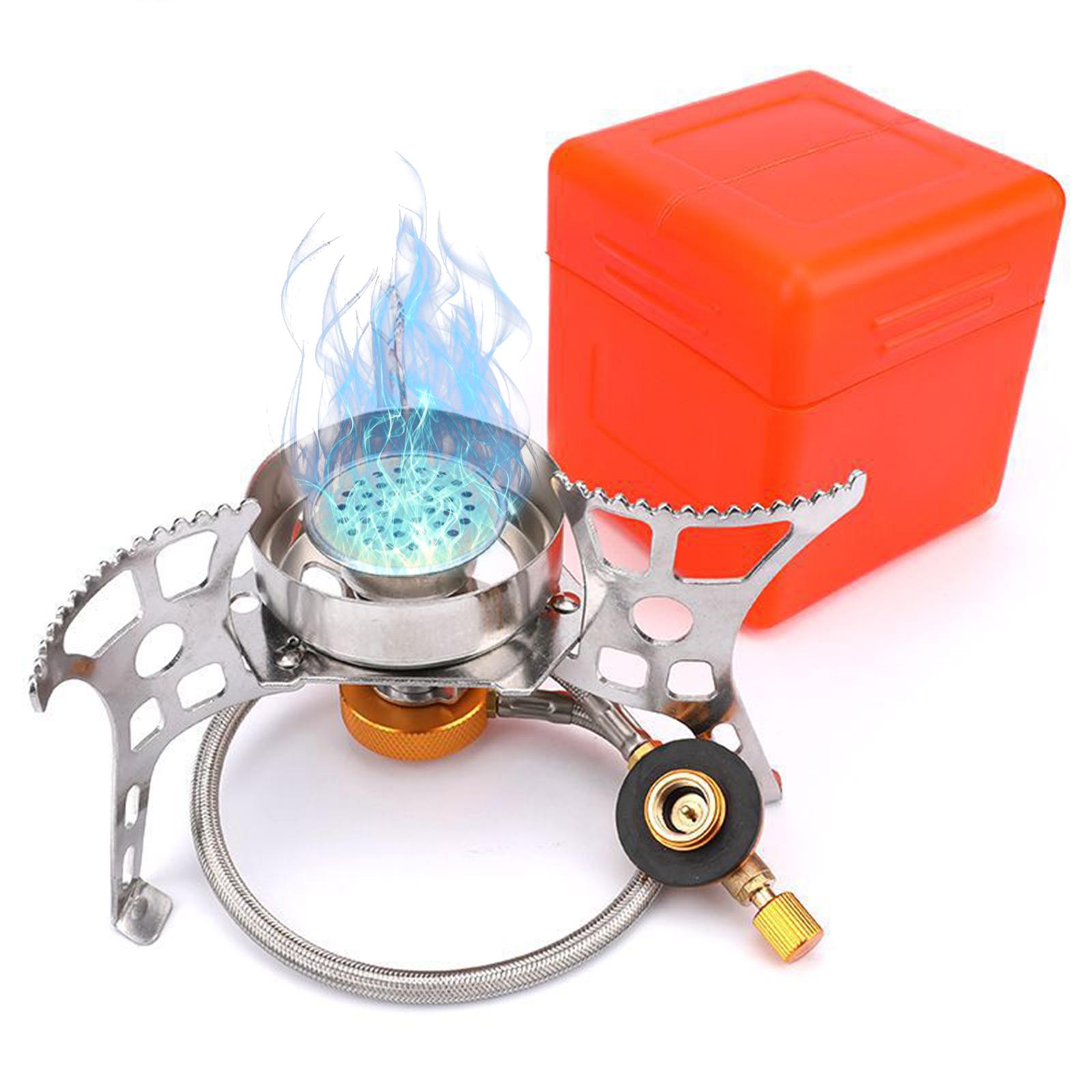 Bếp ga mini cắm trại với Giá đỡ bằng thép không gỉ dày, gấp đa hướng giúp hỗ trợ tốt, chắc chắn và ổn định, Ống dẫn khí bằng đồng, hiệu suất làm kín tốt, bảo mật cao.